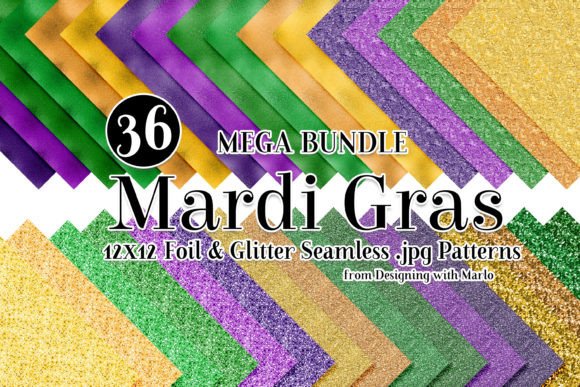 Download Mardi Gras Foil Glitter Digital Papers - Premium Resources