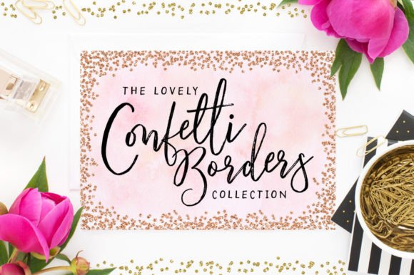 Download Rose + Gold Confetti Frames &amp; Borders - Premium Bundle