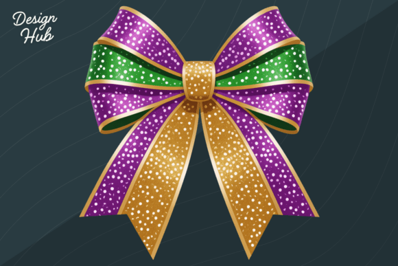 Download Mardi Gras Glitter Bow PNG - Premium Bundle